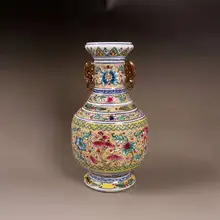 Изысканная китайская архаичная цветная эмалированная декоративная фарфоровая ваза для цветов