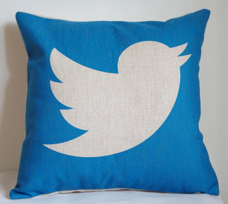 Twitter pillow cover, Creative social media logo Twitter throw pillow