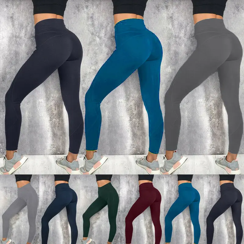 Женские спортивные штаны с высокой талией, Леггинсы для йоги, фитнеса, бега, спортзала, упругие штаны, обтягивающие сексуальные штаны