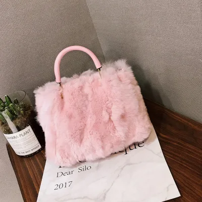 faux fur mini square bag soft ladies plush warm small Messenger bag metal chain tote bag,Black faux fur mini square bag soft ladies plush warm small Messenger bag metal chain tote bag,Black