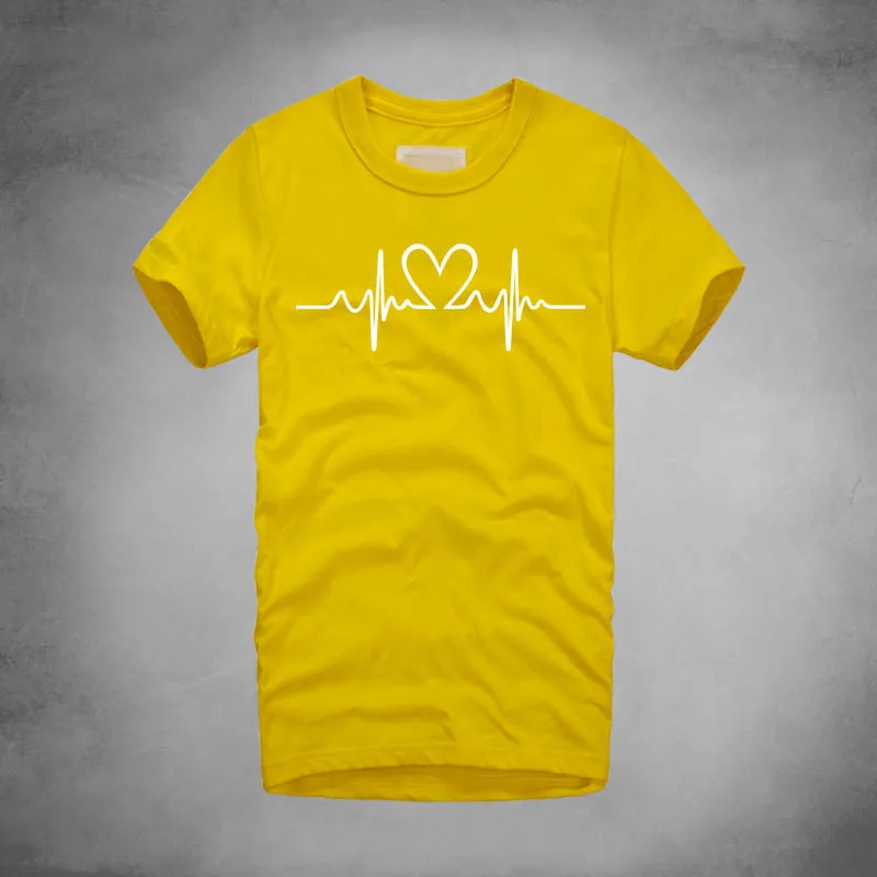 

ECG heart-shaped Custom Made Funny T Shirt Men My Heart Beat Men Luxury Cotton Shirt Plus Size Clothes Tops Tees retro design
