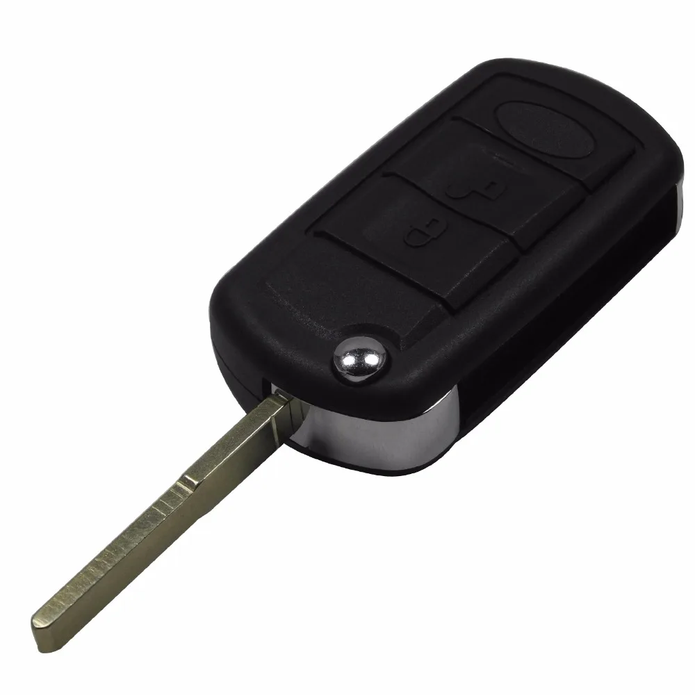 

jingyuqin Key Shell Fob For Land Rover Range Rover Discovery Sport LR3 3 Buttons Flip Remote Car Key Case Blanks Uncut Blade