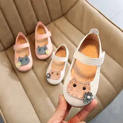 2019 летнее, для малыша дети девочки мягкая обувь цветок кошка Одиночная принцесса милый мультфильм Нескользящая обувь повседневные
