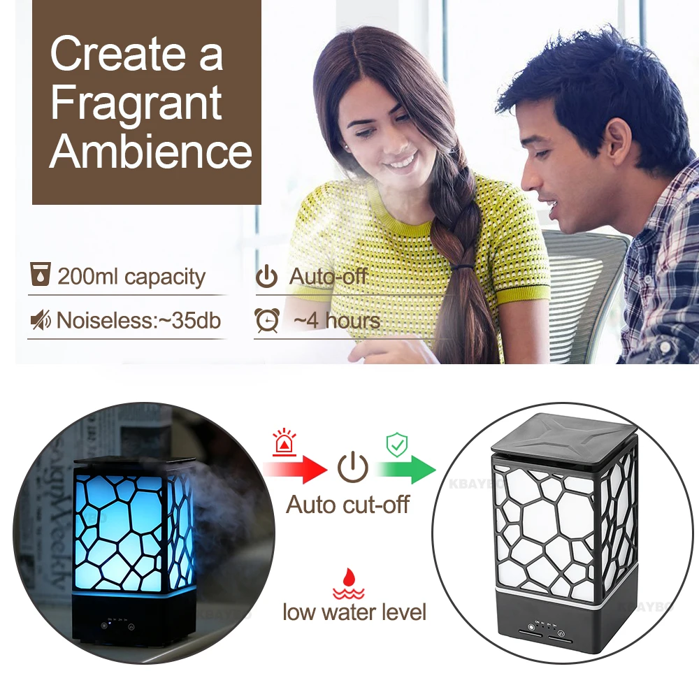  200ml Aroma Essential Oil Diffuser Ultrasonic Air Humidifier Aromatherapy Mist Maker Office LED Lig