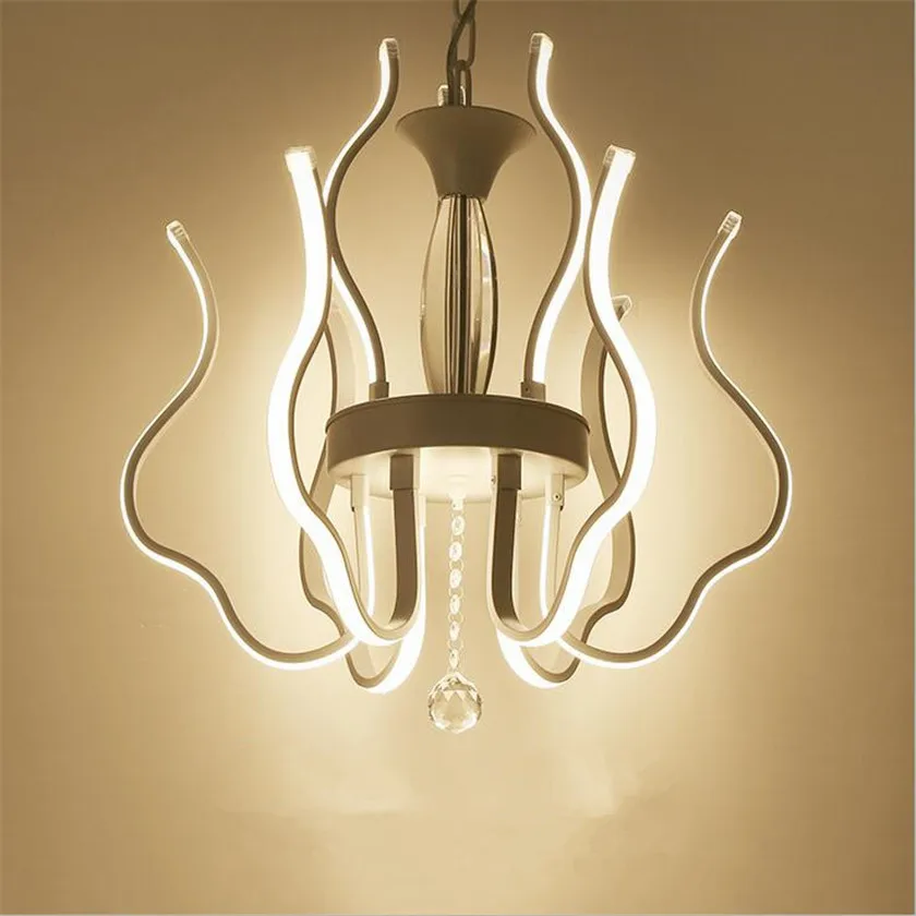 Contemporary Chandelier White Aluminum Hanging Lamp Creative Led