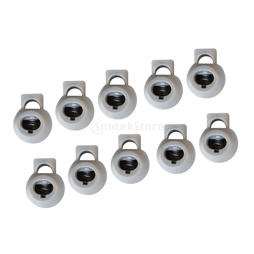 10 Pieces Durable Plastic Shock Cord Bungee Rope Toggle Fastener Terminal End Lock Stoppers Spring Ball Buckles