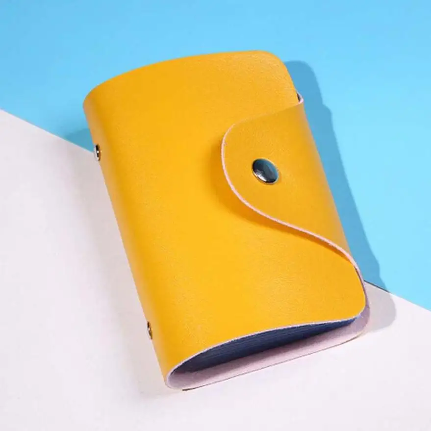 Мужские и женские кожаные кредитные держатель для карт чехол держатель для карт кошелек визитница женский N21 - Цвет: Yellow