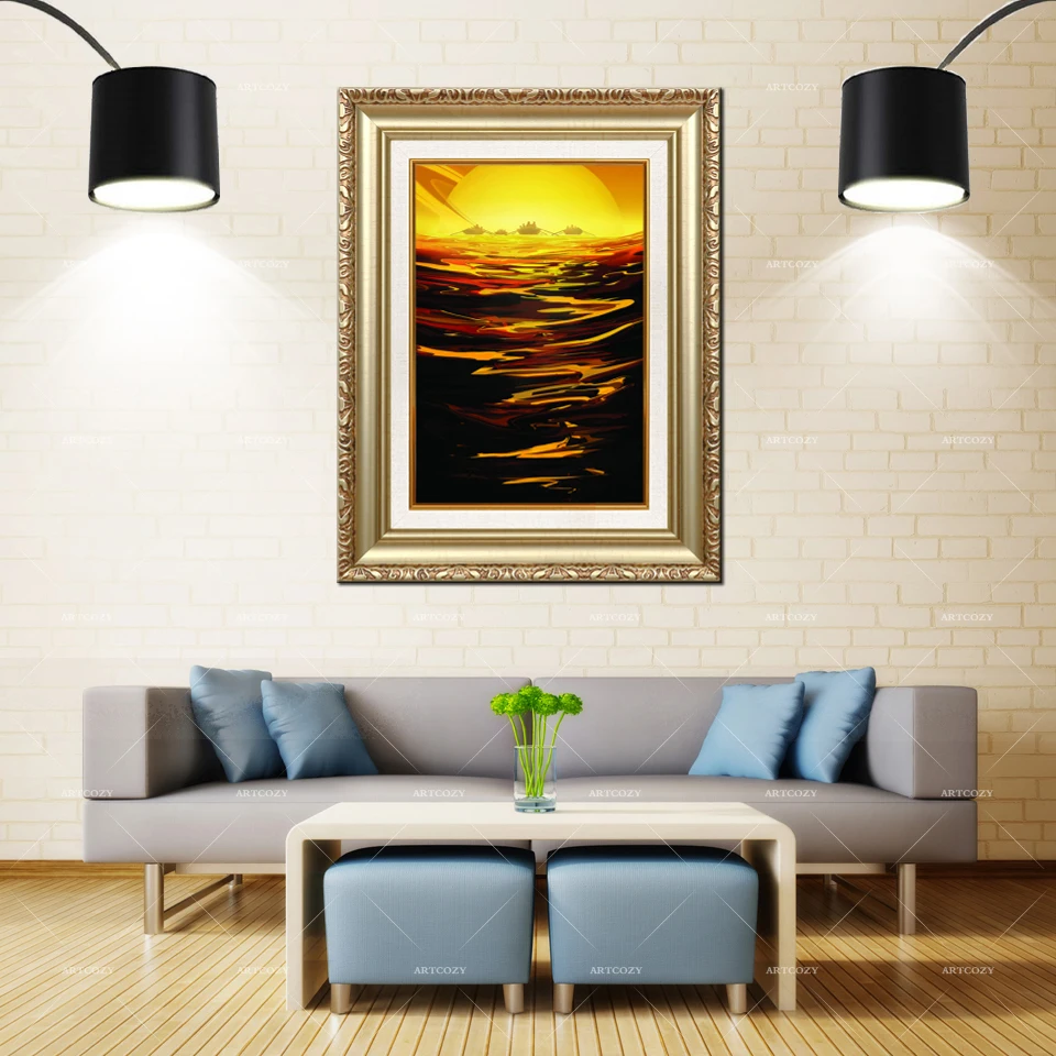 Artcozy Golden Frame Abstract art deco Spray Printing Waterproof Canvas Painting Artcozy Golden Frame Abstract art deco Spray Printing Waterproof Canvas Painting