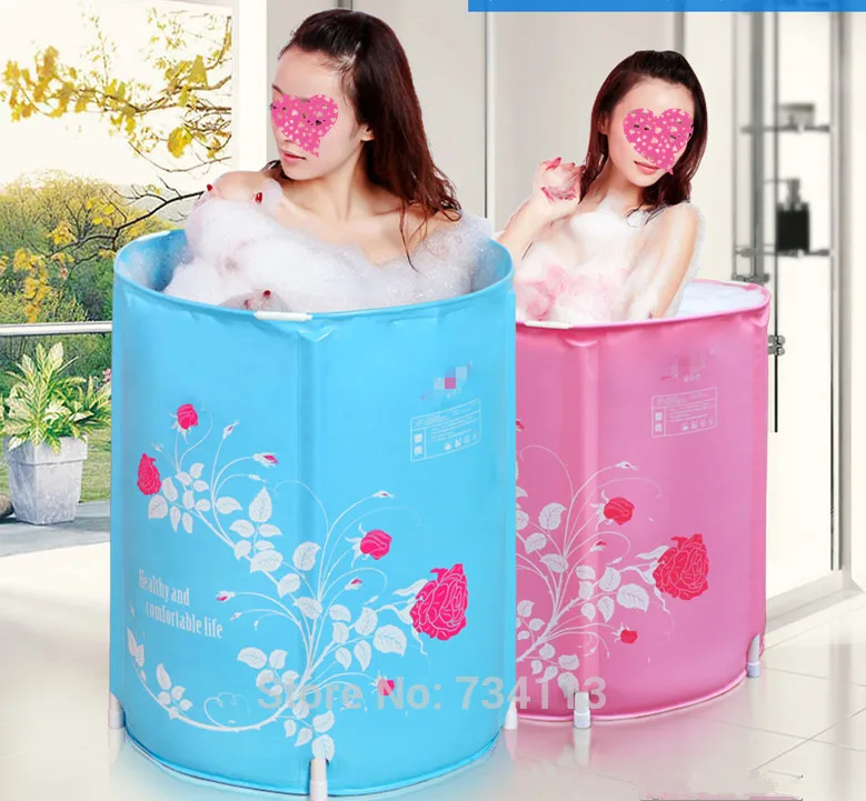 

Portable bathroom tub Folding bath tub bath barrel adult free inflatable bathtub bath tub thicker plastic bucket 58*65 CM