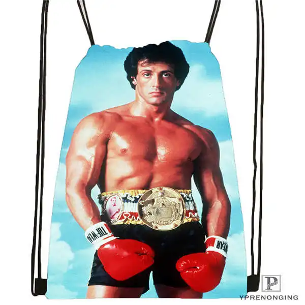 Custom Rocky Balboa Drawstring Backpack Bag Cute Daypack Kids Satchel Black Back 31x40cm 2018611 218