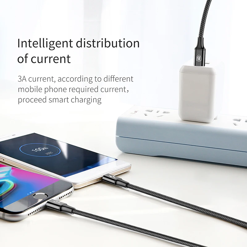 Baseus 3 في 1 كابل يو اس بي الهاتف المحمول كابل بيانات ل فون X المصغّر usb نوع-C كابل الشاحن لسامسونج S9 S8 سريع كابل الشاحن