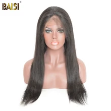 BAISI 360 Lace Frontal font b Wigs b font Pre Plucked Straight Human Hair with Natural