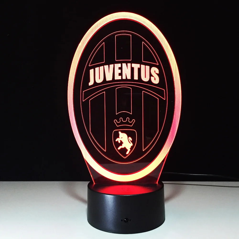 

7 Colors Change Football Club 3D LED Night Light for Italy Juventus Club LED Touch Lamp Novelty Gifts USB Lampara Drop Shipping