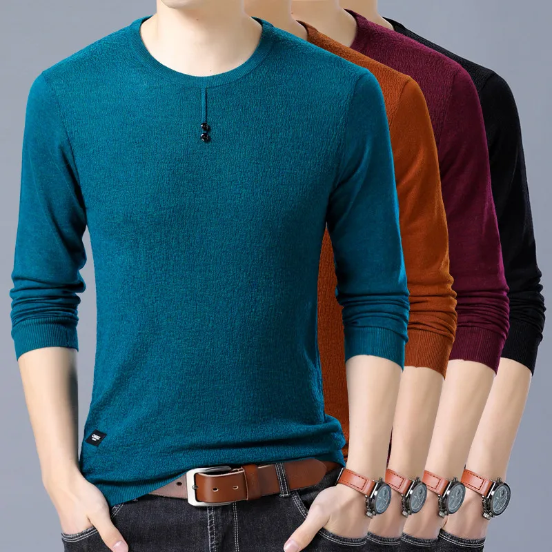 Covrlge 2018 новые весенние Для мужчин свитер Мода o-образным вырезом Slim Fit Вязание высокое качество Solid пуловеры Брендовые повседневные футболки