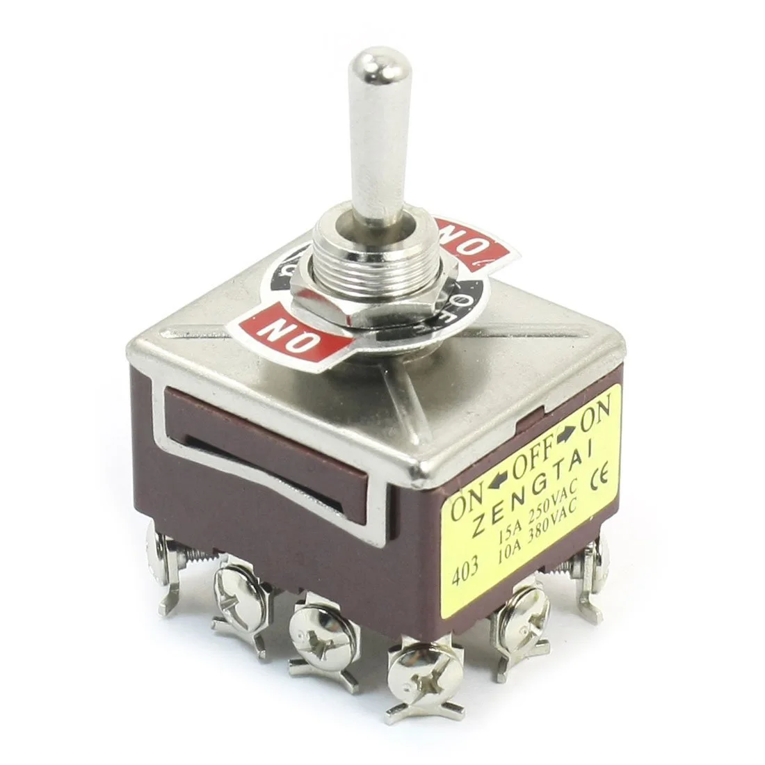 AC 380V 10A ON/OFF/ON 3 Positions 12 Pin Latching Toggle Switch 4PDTin