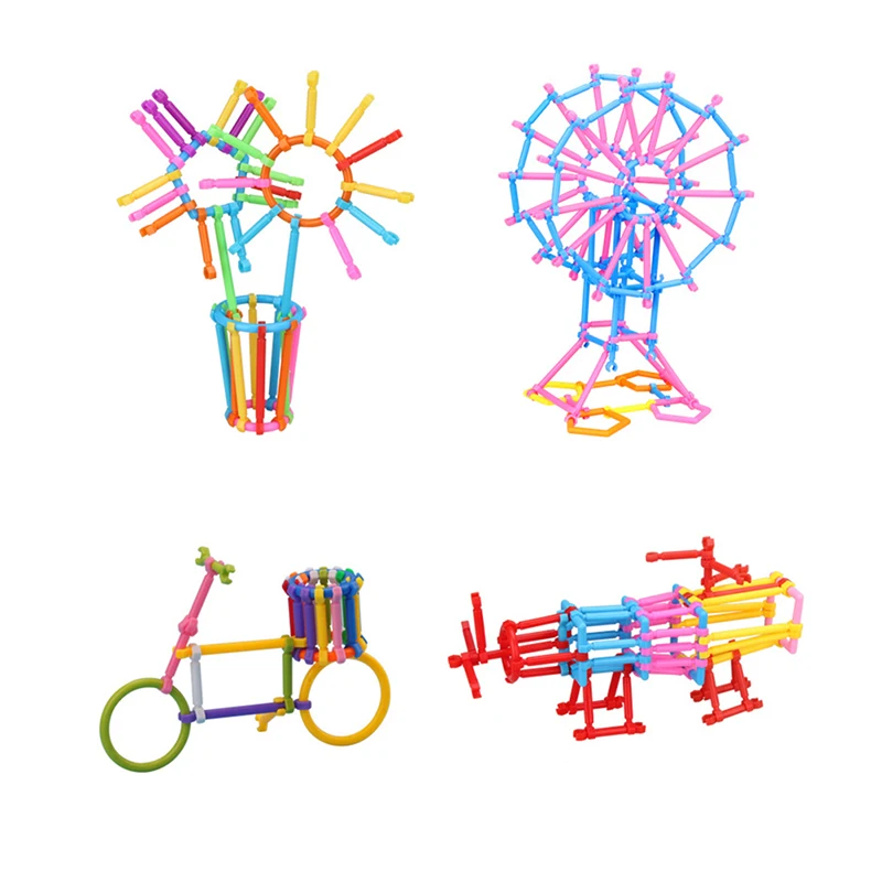 420Pcs Assembling Plastic Blocks DIY Smart Stick Magic Wand Creative Building Blocks Intelligence Sticks Inserting