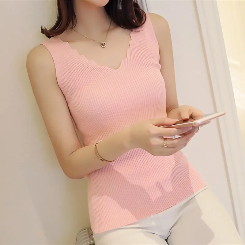 Для женщин оборками Neck Crop Top Sleevelesss уличной вязаные майка Повседневное летние
