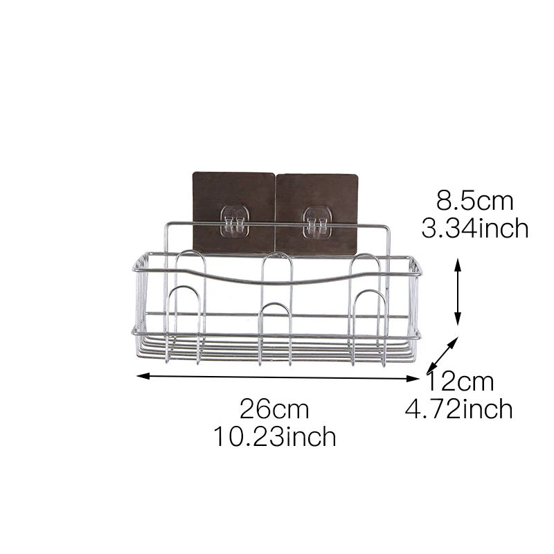 سلة تخزين غير قابل للصدأ دش لاصق الفولاذ الصلب أشتات رف جل للاستحمام حامل المنظم الحمام المطبخ جدار شنت