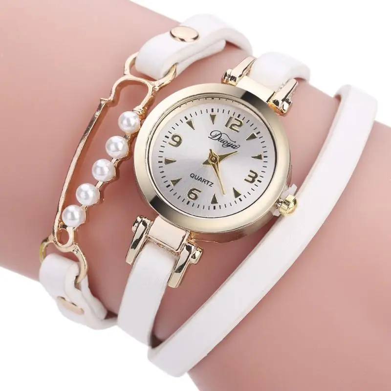 Роскошные Для женщин часы-браслет модные женские туфли из искусственной кожи ремешок для часов Часы Простой Ретро кварцевые часы женский