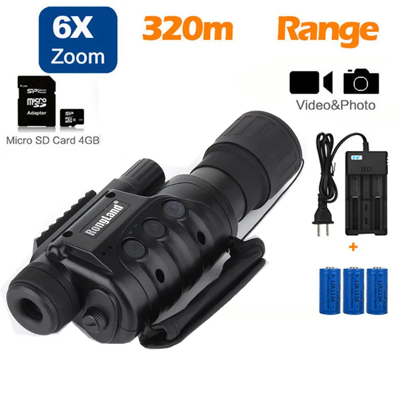 

NV-650D+ Hunting Infrared Night Vision Monocular IR DVR Record 4GB Photo/Video+3 Pcs Battery+16GB TF Card+Carry Bag