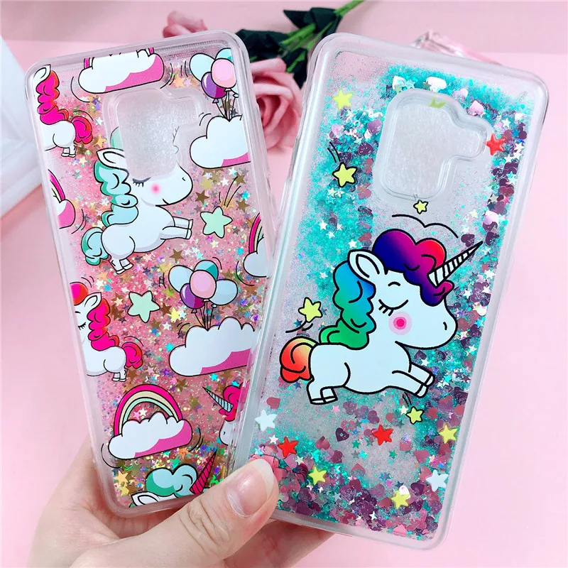 

Unicorn Liquid Case For Samsung Galaxy A5 A3 A7 2017 2016 Cases A8 2018 Glitter Dynamic Soft Phone Cover sFor Samsung A520 Capa