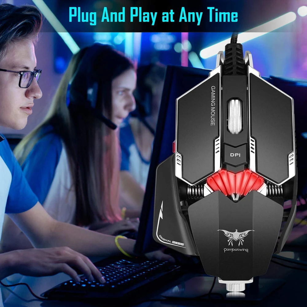 

Combaterwing CW20PRO RGB Gaming Mouse Wired with 8 Buttons, 8000 DPI, 6 Breathing Lights Ergonomic for PC/Computer/Laptop
