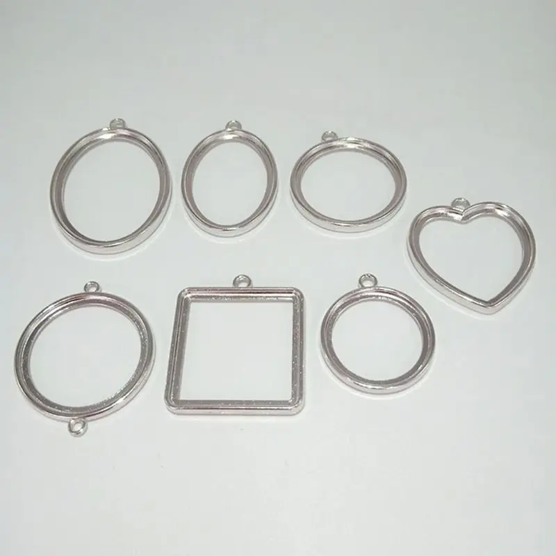 

14 Pcs/set UV Empty Frame Epoxy Border Alloy Material Pendant Necklace Border Bottom Bracket Jewelry Making Accessories