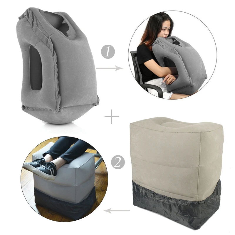 XC USHIO 2 шт./компл. самые разнообразные инновационные надувная Шейная подушка для путешествий, 3 слоя, подставка для ног, подушка, вашей шеи и ног - Цвет: Grey  Grey