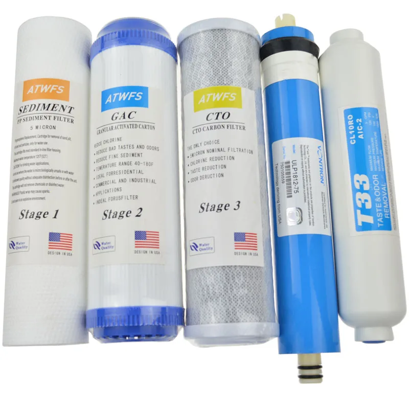 ATWFS5StageFilterCartridgeWaterPurifier75gpdROMembrane