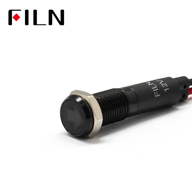 FILN 8mm  Car dashboard Turn signal marking  symbol led red yellow white blue green 12v led indicator light with 20cm cable цена и фото