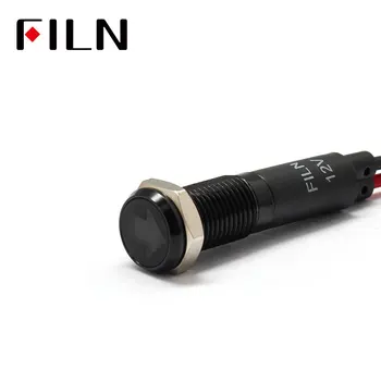 

FILN 8mm Car dashboard Turn signal marking symbol led red yellow white blue green 12v led indicator light with 20cm cable