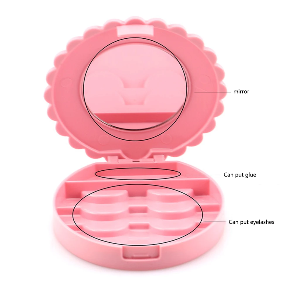 

Household Bow False Eyelash Plastic Storage Box Makeup Cosmetic Mirror Case Organizer Organizador Organizer
