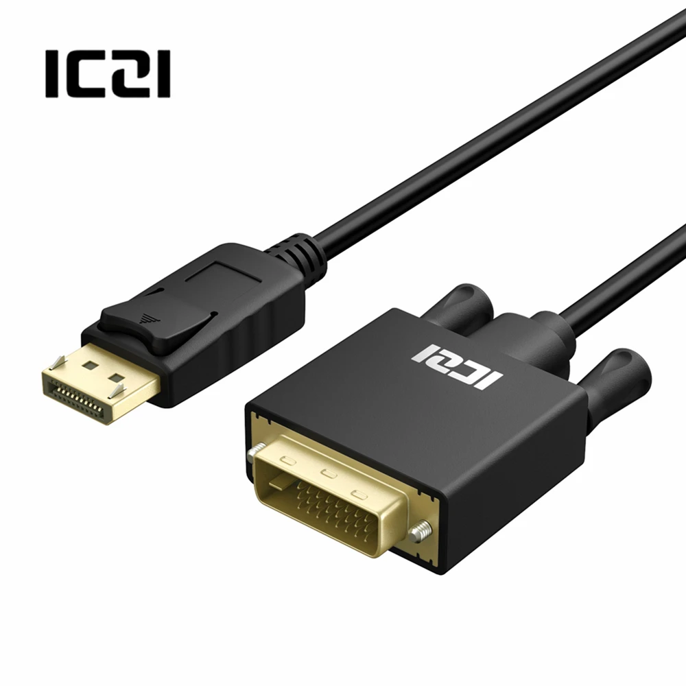 ICZI DisplayPort to DVI Cable 1.8m 3m DP Adapter Converter Male Gold-Plated Cord Black for Dell HP Lenovo etc |