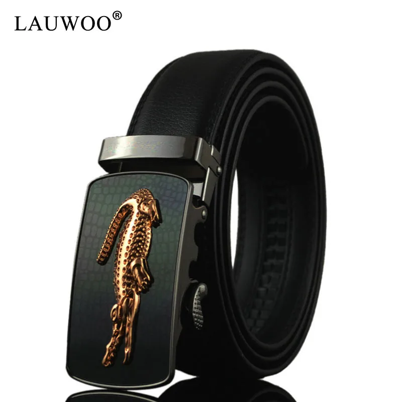 

LAUWOO Newest fashion mens belt top cow genuine leather automatic buckle belts for men causal ceinture homme free shipping