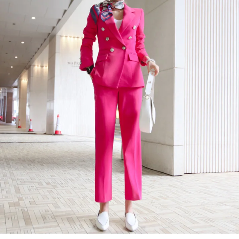 ladies hot pink suit