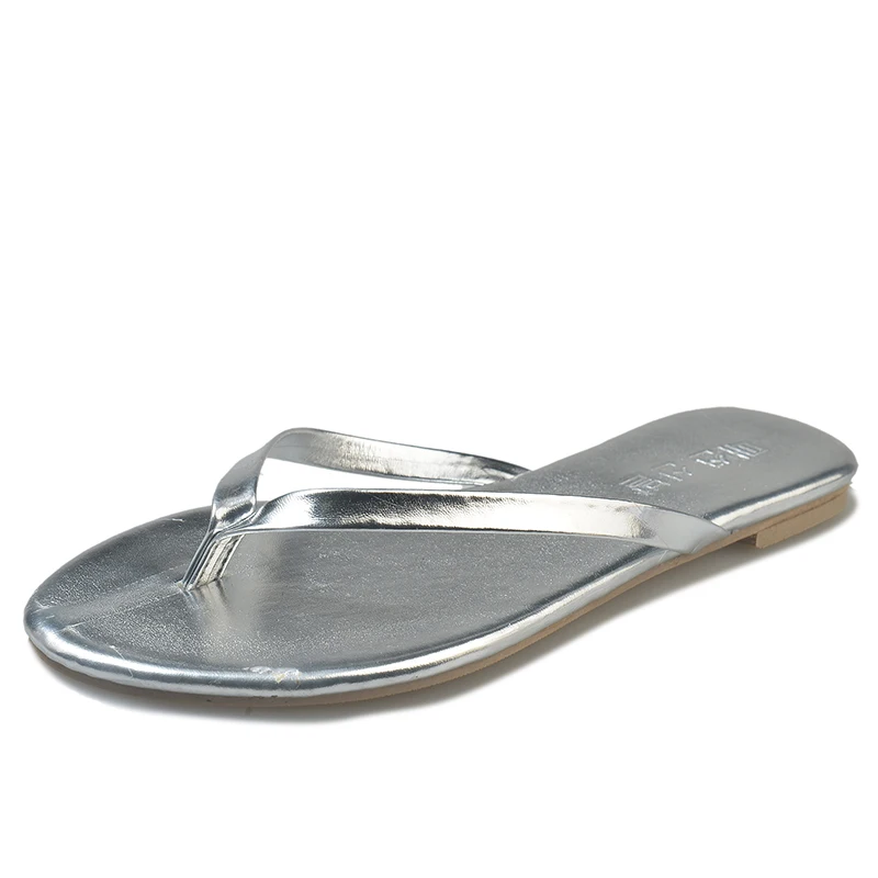 

New Summer Cool Women Shoes Woman Flip Flops Female Comfort Flat Casual Shoes Solid Gold Silver Pearl Slides Beach Slippers