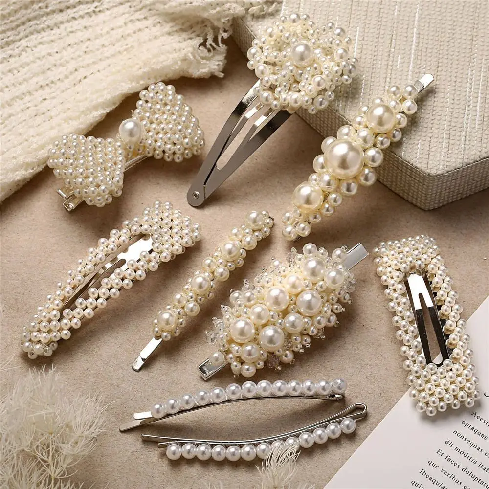 

Fashion Pearl Hair Clip for Women Elegant Korean Design Snap Barrette Stick Hairpin Hair Styling Accessories