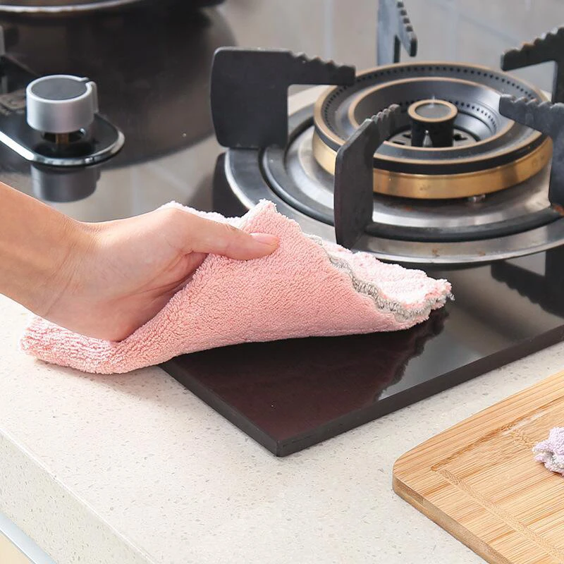 Двухслойный махровые полотенца для Кухня кухонное полотенце из микрофибры очистки ткань для мытья автомобиля для уборки пыли Инструменты Горячие полезный гаджет