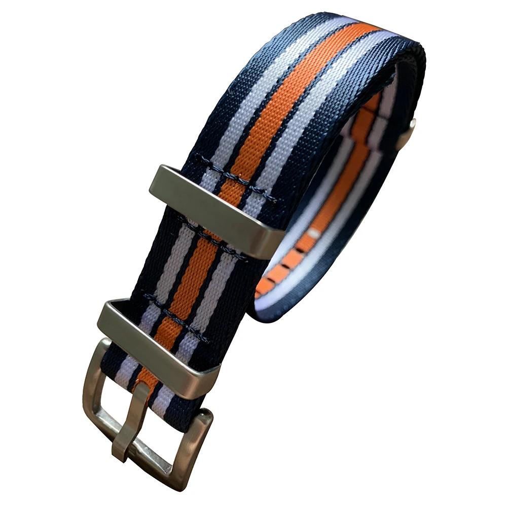 

Premium Blue White Orange Color Seatbelt Nylon NATO Watch Band Straps Durable Nylon Watch Band 20mm 22mm