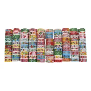 

10pcs 1.5cmX2.5m Japanese Washi Tape Crafts Mixed Styles Cartoon Patterns DIY Decor Adhesive Tape Set Masking Paper Tapes Sticky