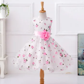 

2019 Summer Printed Rose Princess Dress Girl Dress