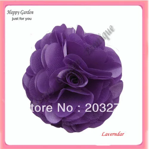 Wholesale 24pcs/Lot Women Corsage Fabric Flwowers 3'' Satin Mesh Silk Flowers Without Hair Clip  Accessory   Free Shipping