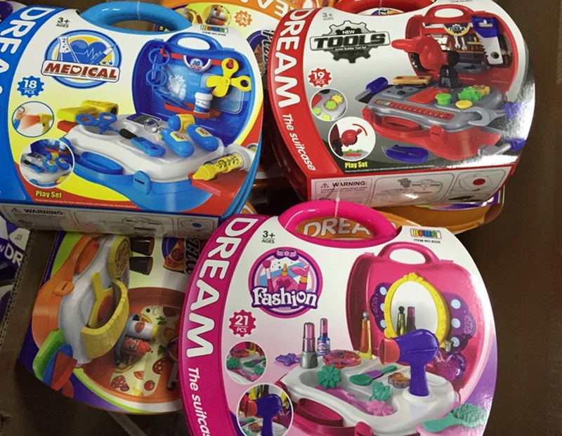 22 типа ролевые игры дети Моделирование кухня кухонная посуда туалетный кассовый аппарат чемодан доктор детский набор пластиковых игрушек