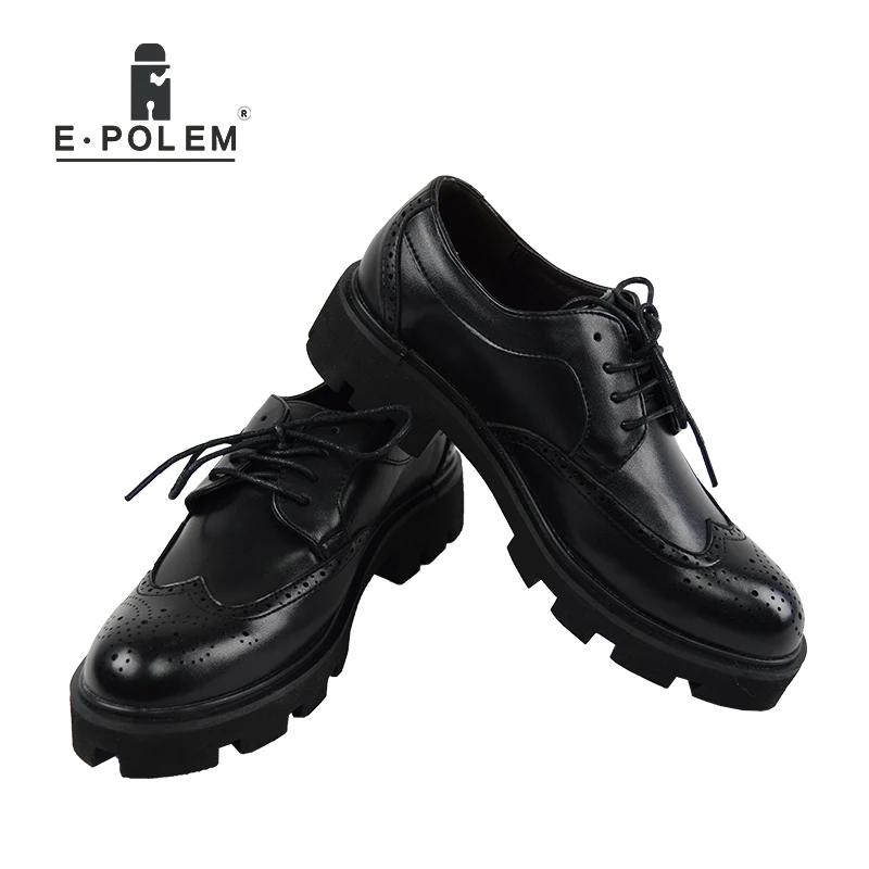 Occasionnels Chaussures Mâle Shinny Sculpté Style Matte Lacent Hommes Black black Nouvelle Épais Fond Respirant 2018 Britannique En Mode Richelieu Relief Cuir kiPZXu