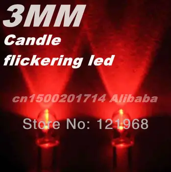 

1000pcs Free shipping Red 3MM candle led Flickering dip diode automatic flashing led 3.2-3.4V