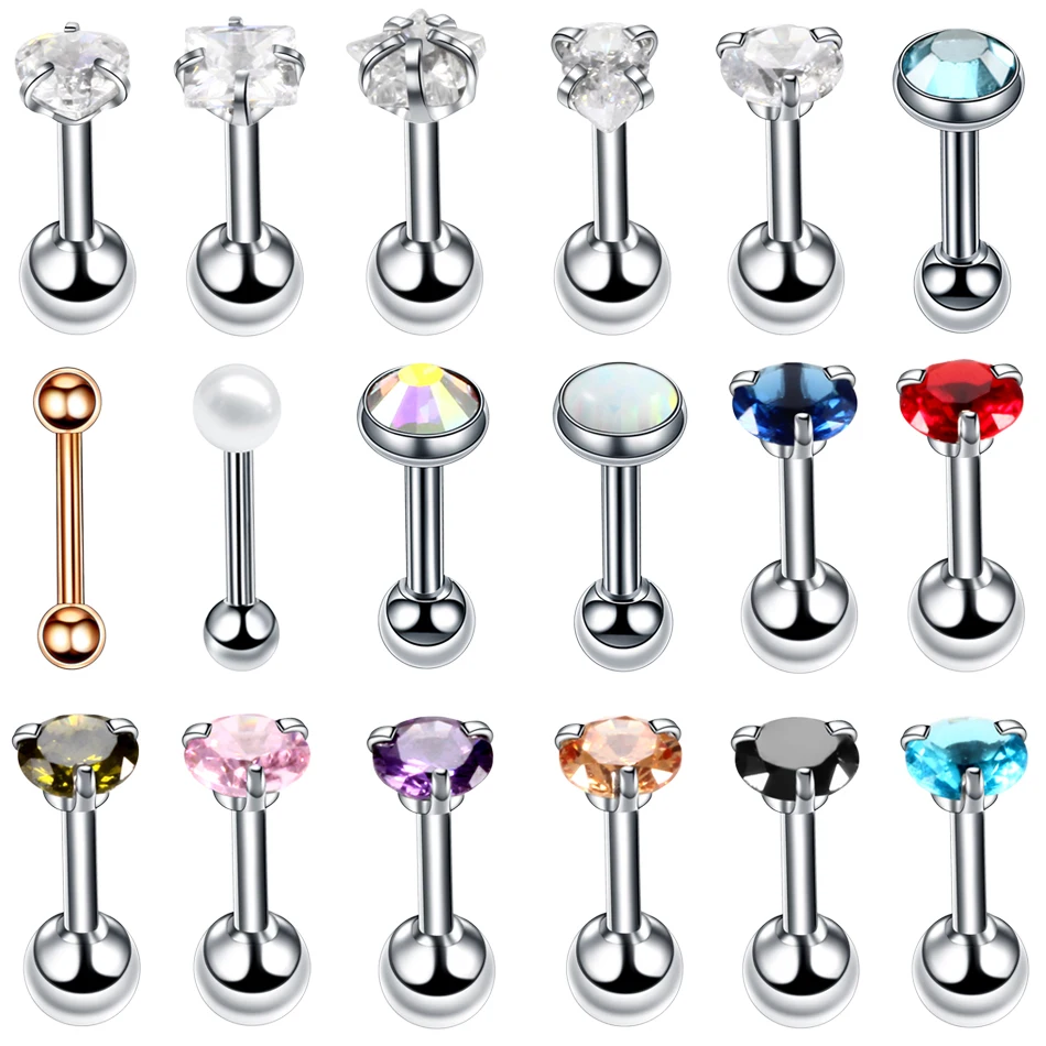 

2pcs/lot Steel Ear Tragus Piercings Cartilage Ear Studs Lobe Orelha Cartilagem Piercings Helix Piercings Conch Lobe Piercings