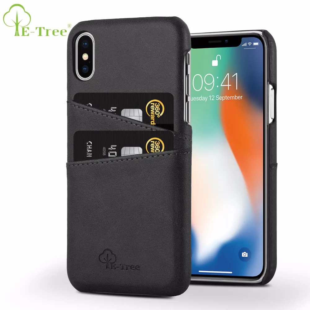 E дерево бренд карт чехол для iPhone X кожаный Apple IPhone сзади Чехлы мангала Чехол 10