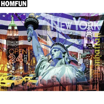 

HOMFUN Full Square/Round Drill 5D DIY Diamond Painting "Statue of Liberty" 3D Embroidery Cross Stitch 5D Home Decor Gift