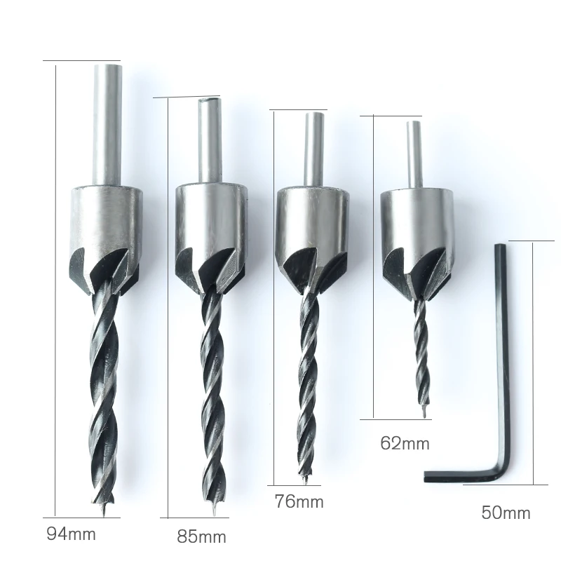 

3pcs 5 Flute Countersink Drills Bit HSS Drills Bit Reamer Set For Woodworking Chamfer 3-6mm