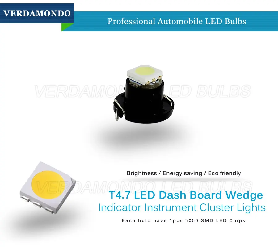 10x T4.7 светодиодный светильник 5050 SMD для приборной панели автомобиля